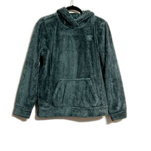 The North Face Women plush fleece hoodie Atomic Teal color Small Kangaroo pocket